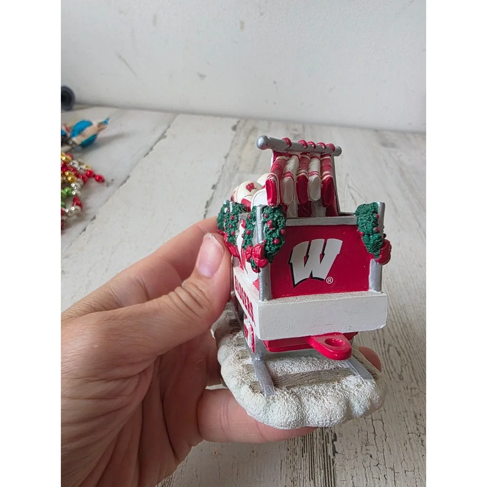 Danbury mint train football Wisconsin Badgers equipment Santa Express Xmas tree